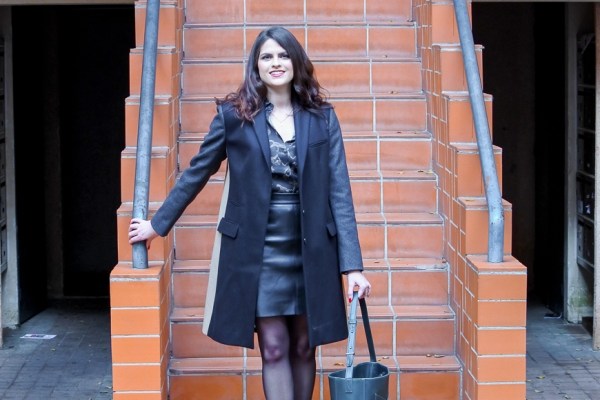 Look manteau tricolore